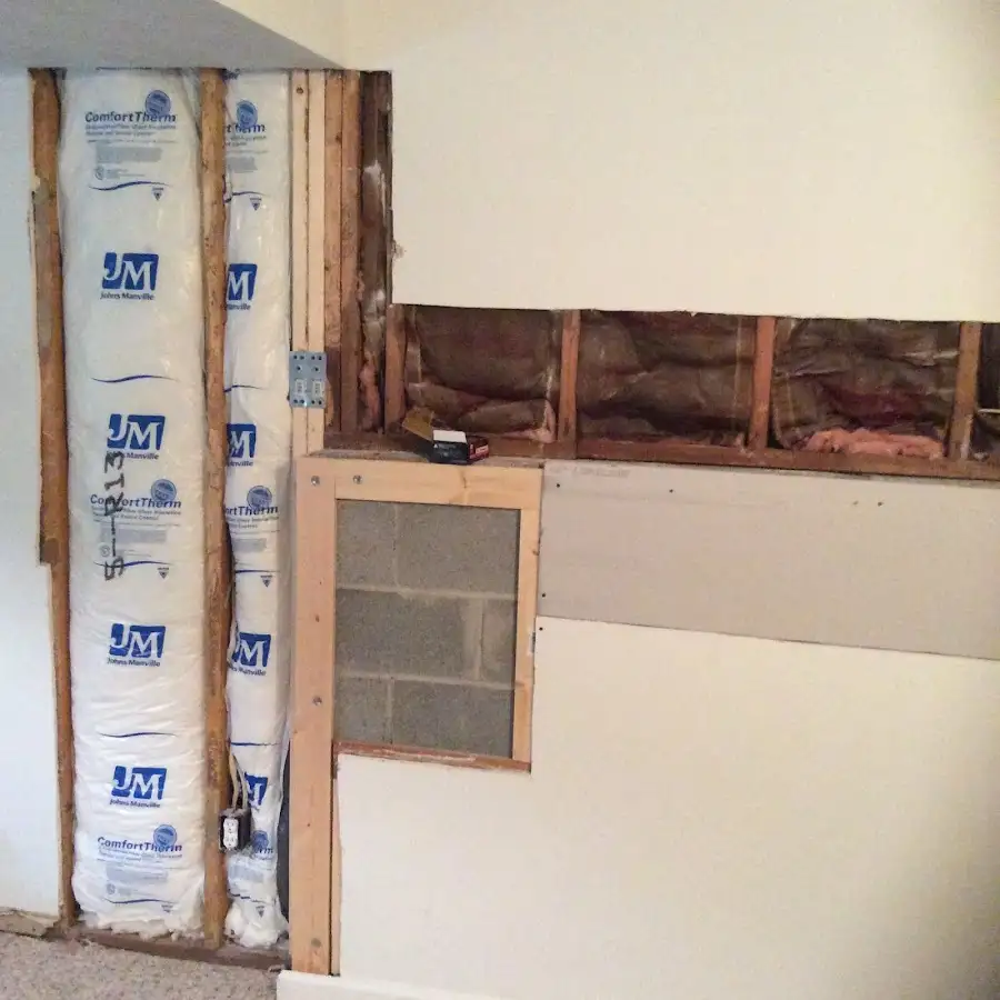 Wall insulation replacement during Basement Flood Cleanup in Orchard Park